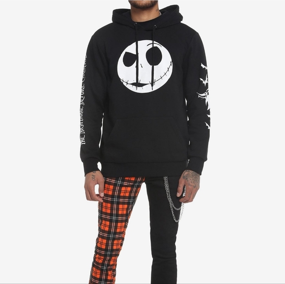 Tim Burton's The Nightmare Before Christmas hoodie Lg. Jack sleeve detail UNISEX - Picture 6 of 8